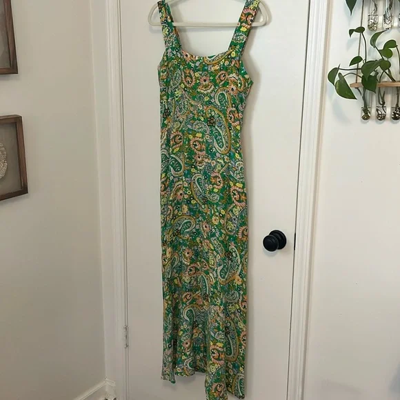 MSK Green Paisley Maxi Dress Large - Picture 1 of 6